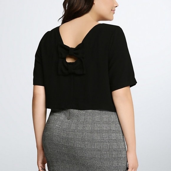 torrid Tops - Torrid Black Cropped Double Bow Back Top Size 3X